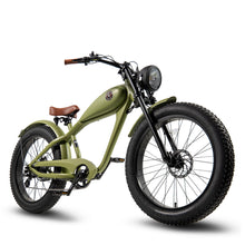 Load image into Gallery viewer, Wicked Army Green Ebike.  Retro ebike.  Vintage ebike.  Liberator.  
