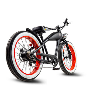 Retro Electric Bike Springer Fork Wicked Thumb Throttle Pedal Assist Whitewall tires rat rod